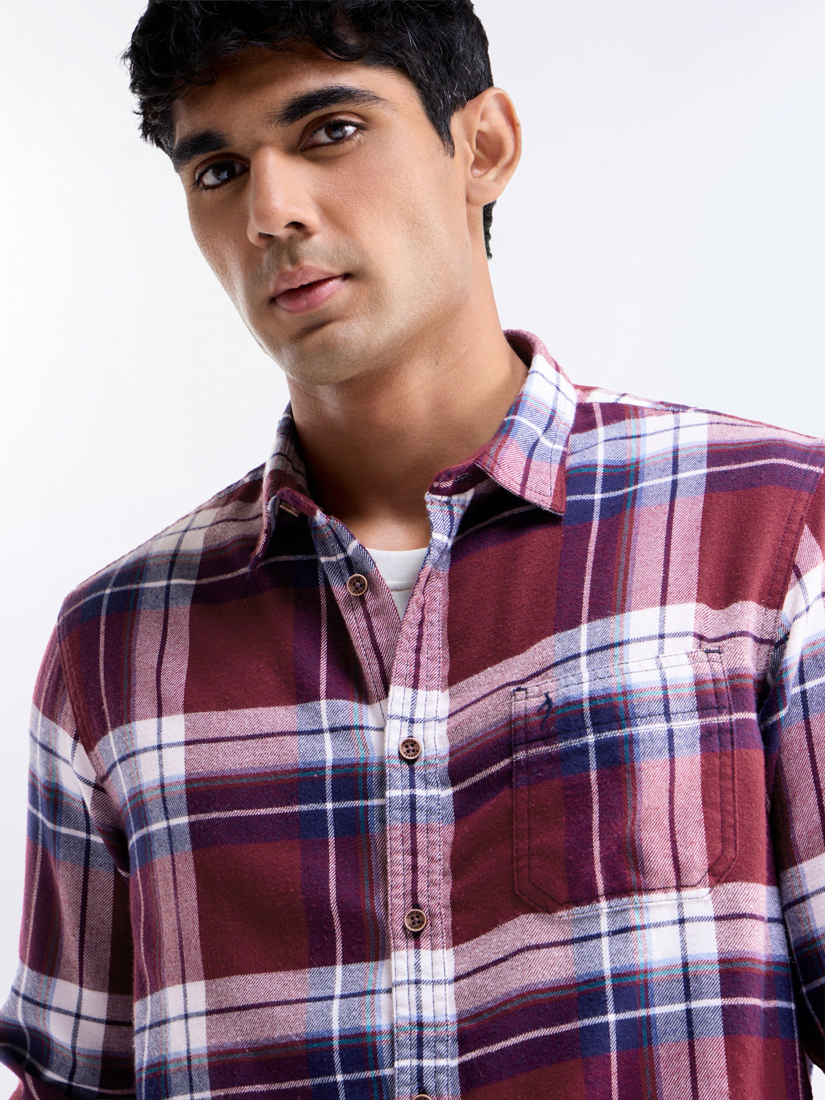 Check Full Sleeve Cotton Shirt - Red t4option_0