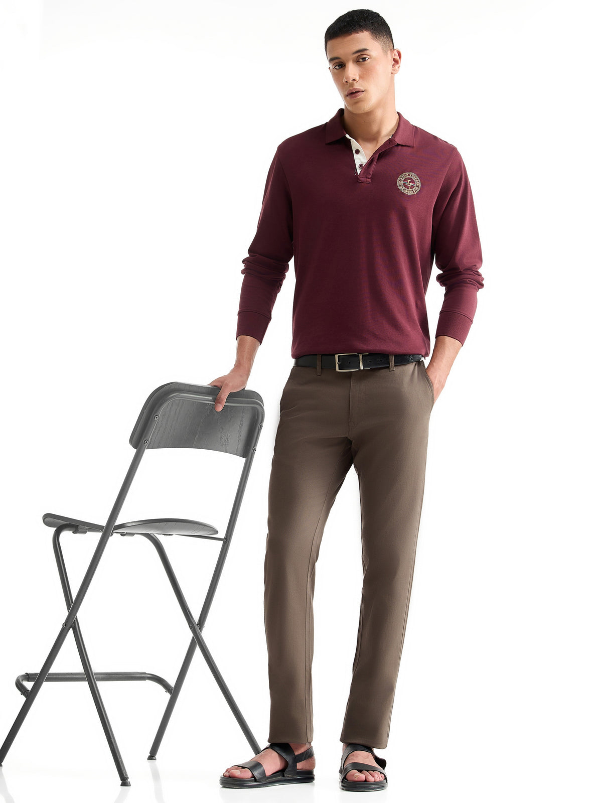 Slim Fit Cotton Trouser - Brown t4option_0