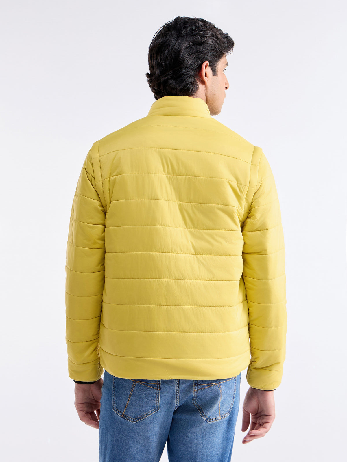 Solid Full Sleeve Bomber Jacket - Yellow t4option_2