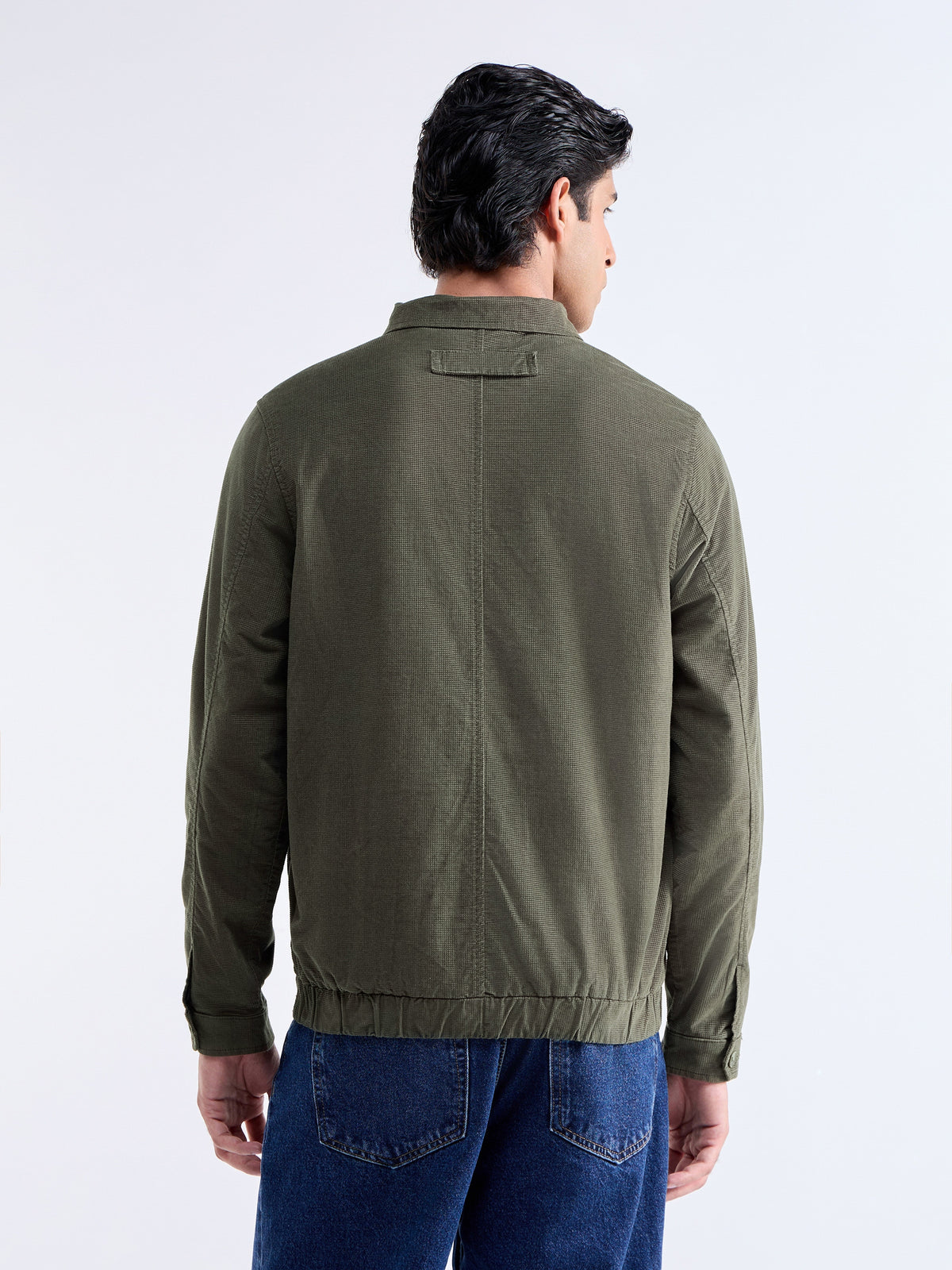 Solid Full Sleeve Bomber Jacket - Olive t4option_1