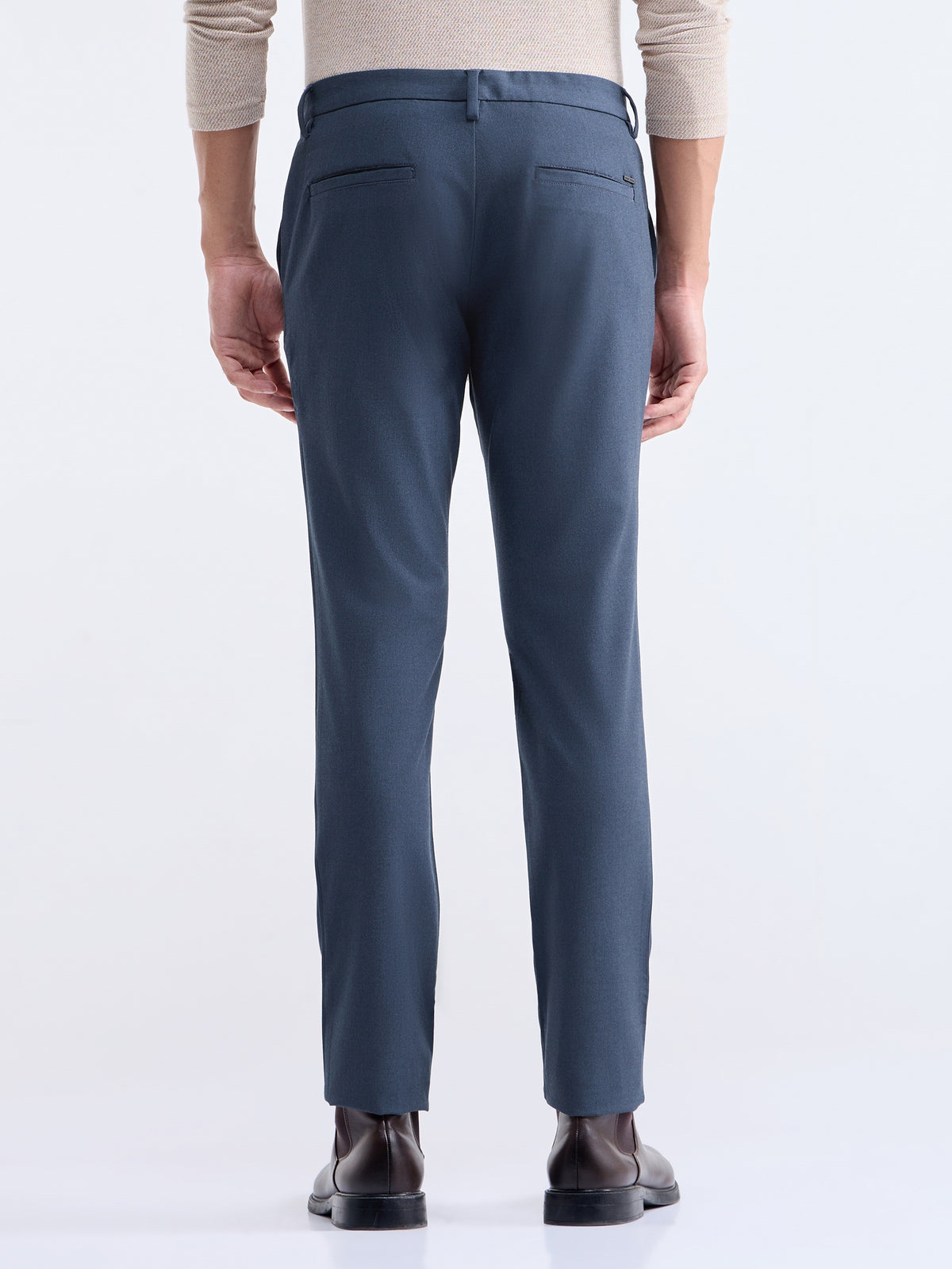 Urban Fit Poly Blend Trouser - Navy Mel t4option_0