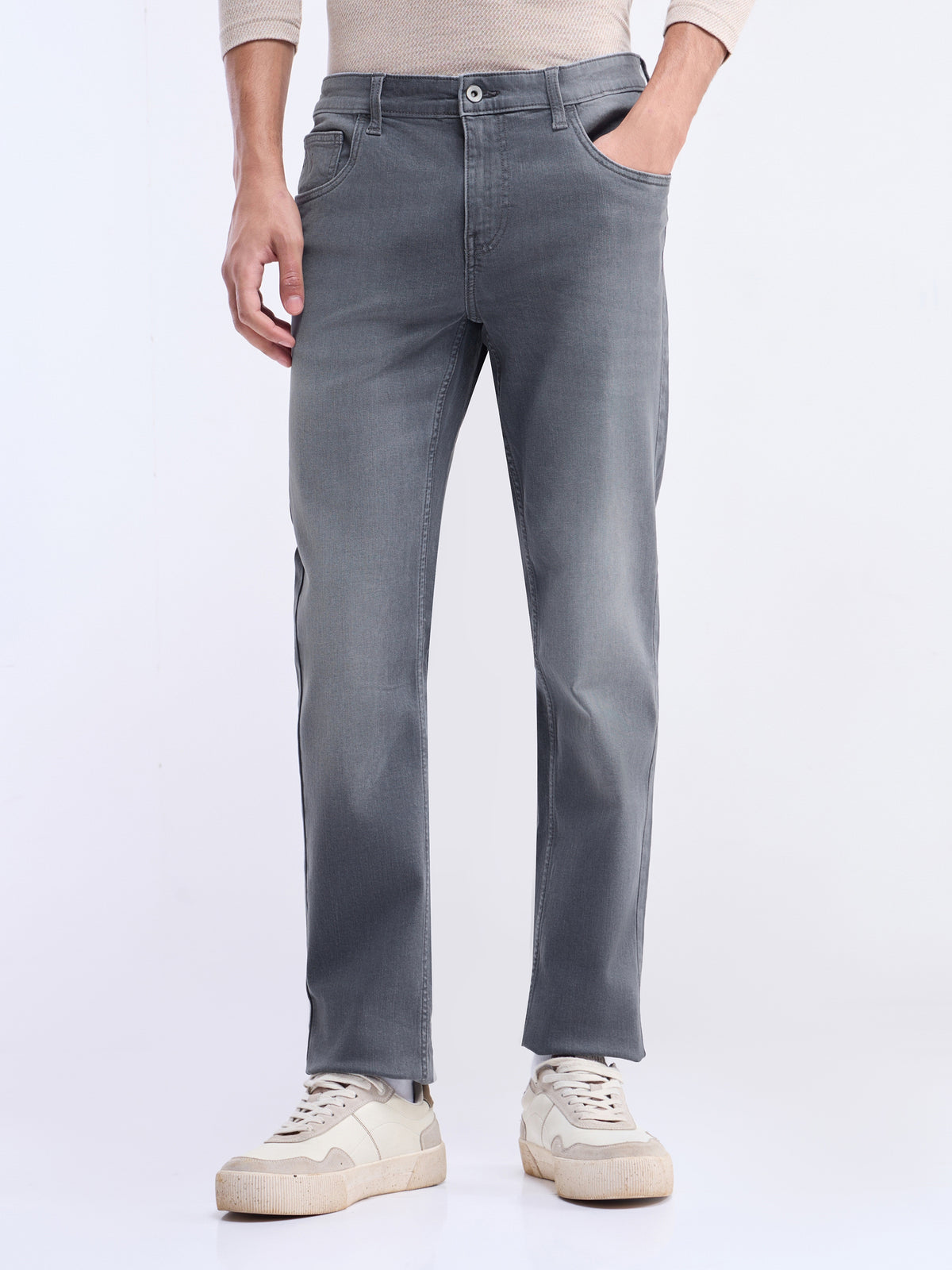 Slim Fit Stretchable Jeans - Dark Grey t4option_0