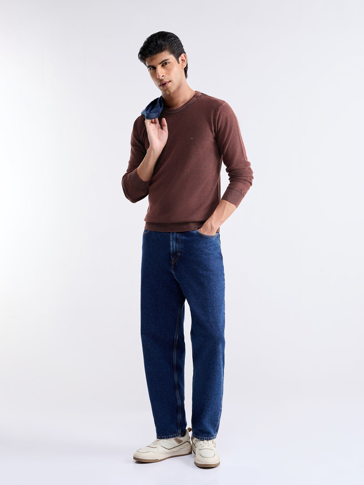 Textured Full Sleeve Jumper Sweater - Cappuccino t4option_0