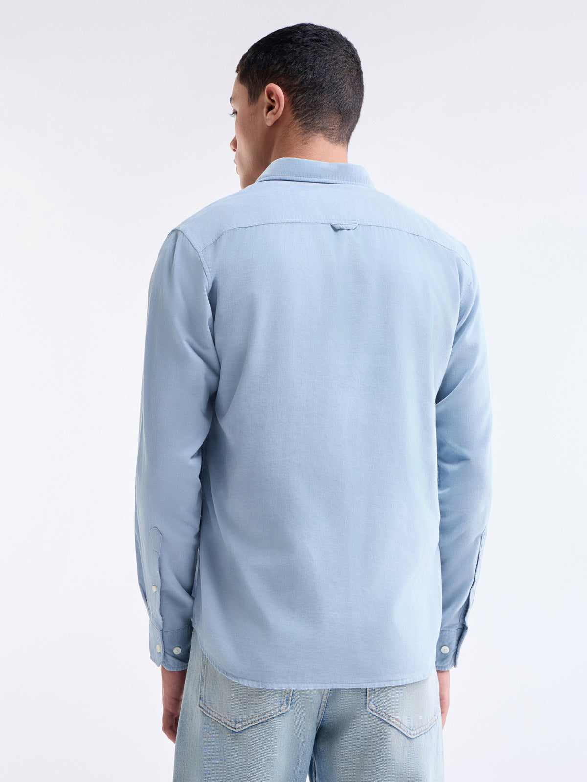Solid Full Sleeve Cotton Tencel Shirt - Dusty Blue t4option_1