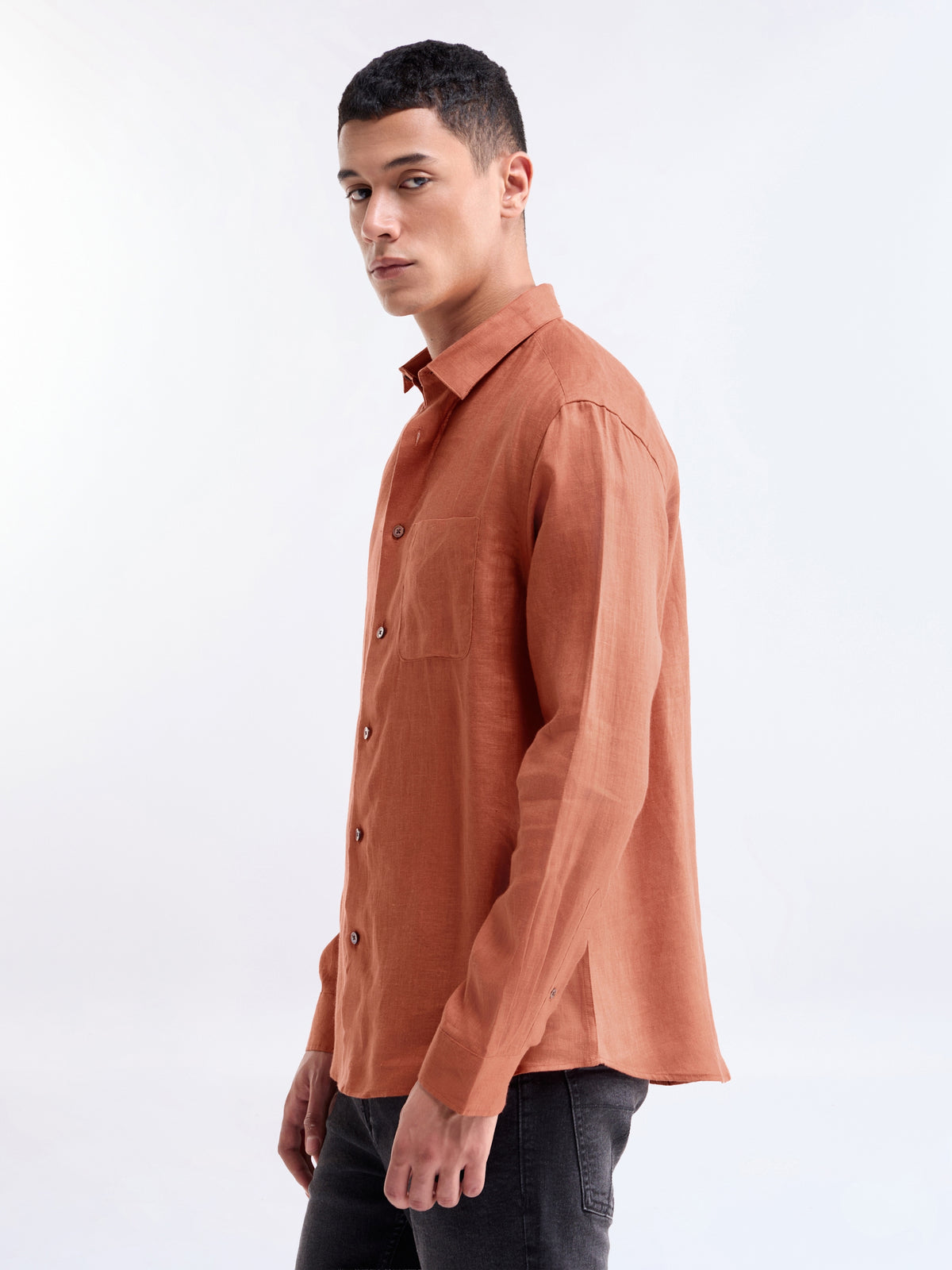 Solid Regular Fit Shirt - Rust t4option_9