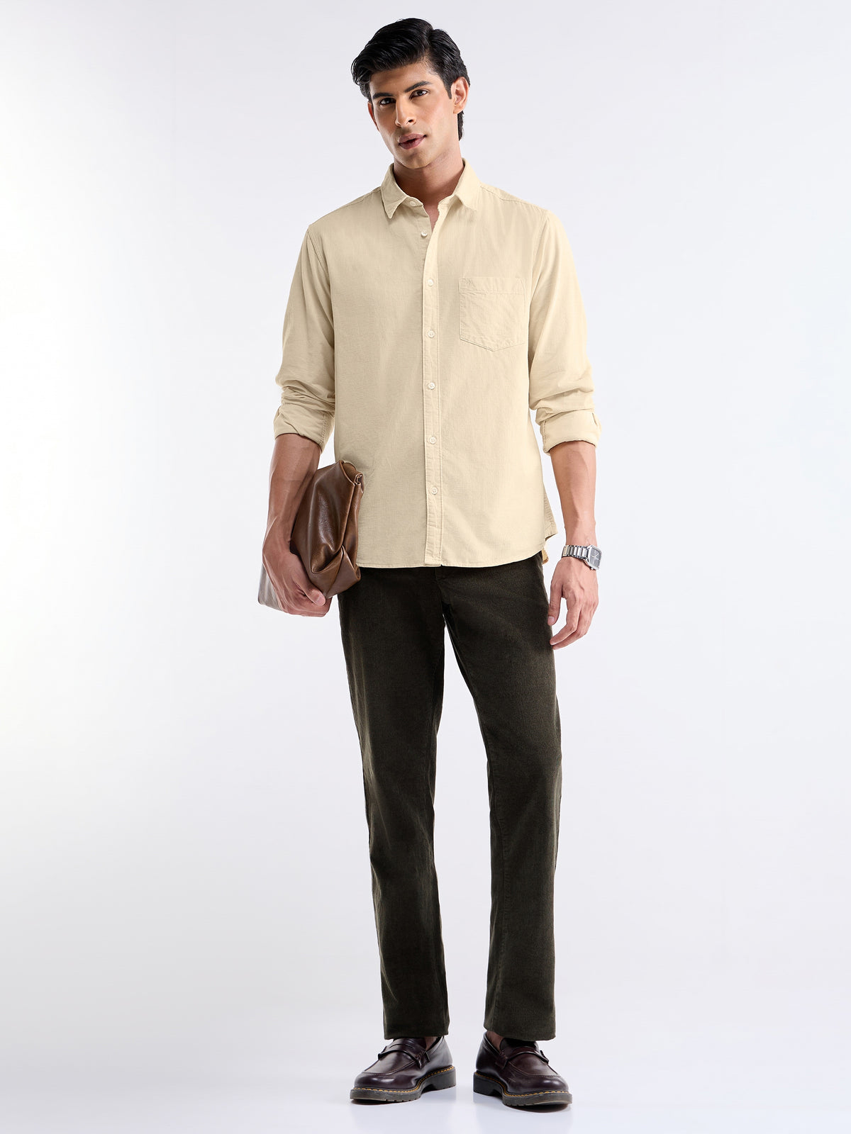 Check Full Sleeve Cotton Shirt - Ecru t4option_1