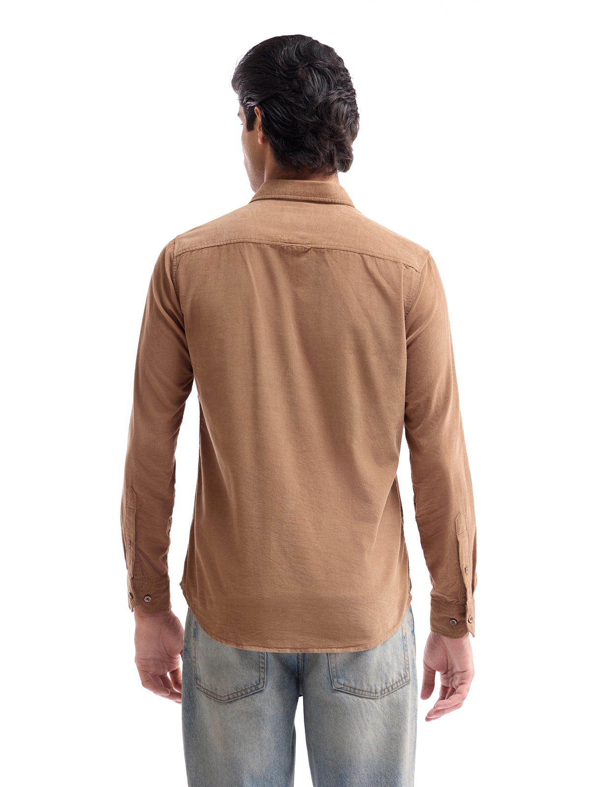 Solid Full Sleeve Cotton Tencel Shirt - Spice t4option_7