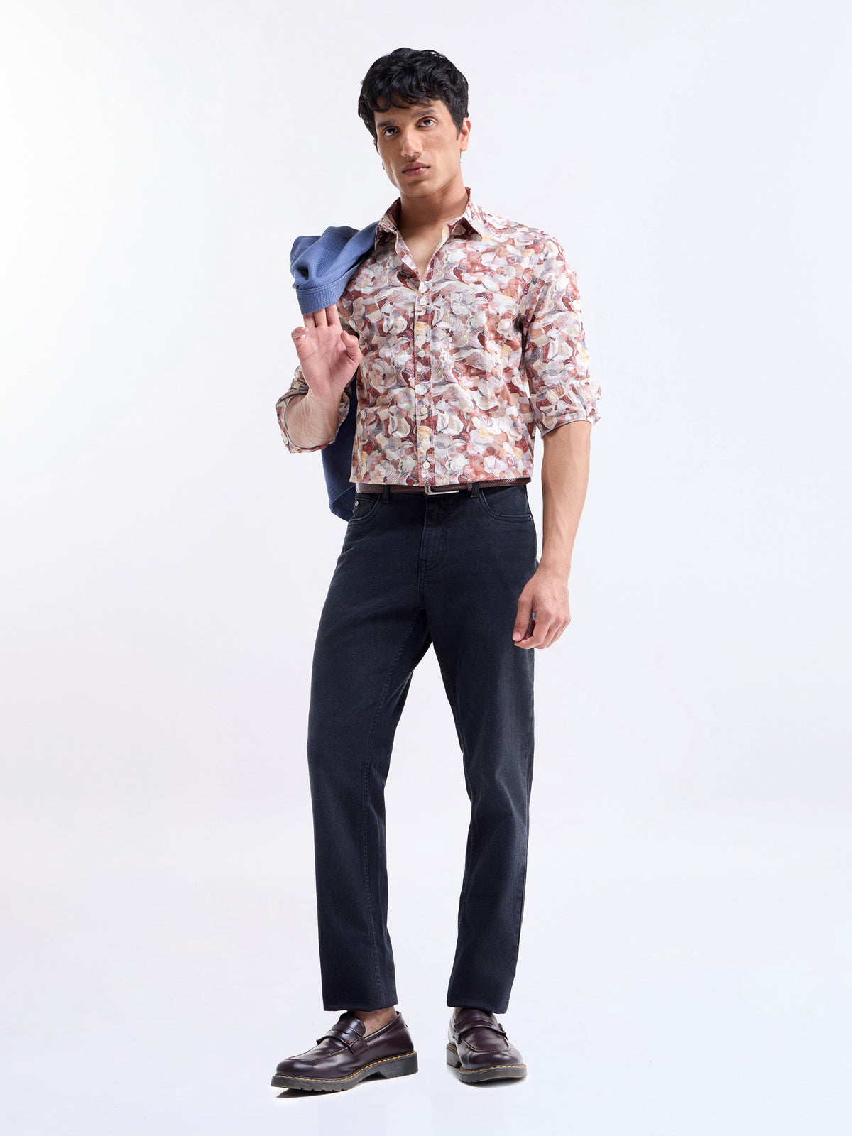 Printed Full Sleeve Cotton Shirt - Rust t4option_1