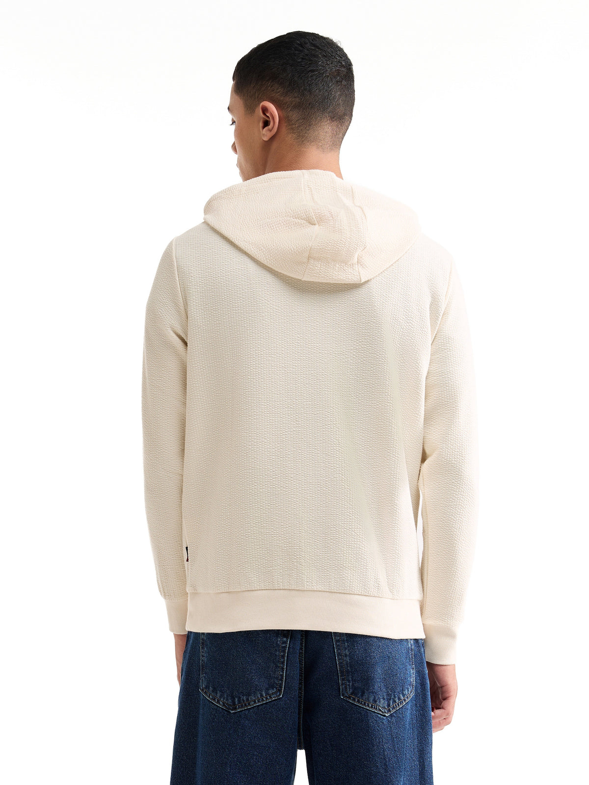 Solid Hoodie Sweatshirt - Ecru t4option_0