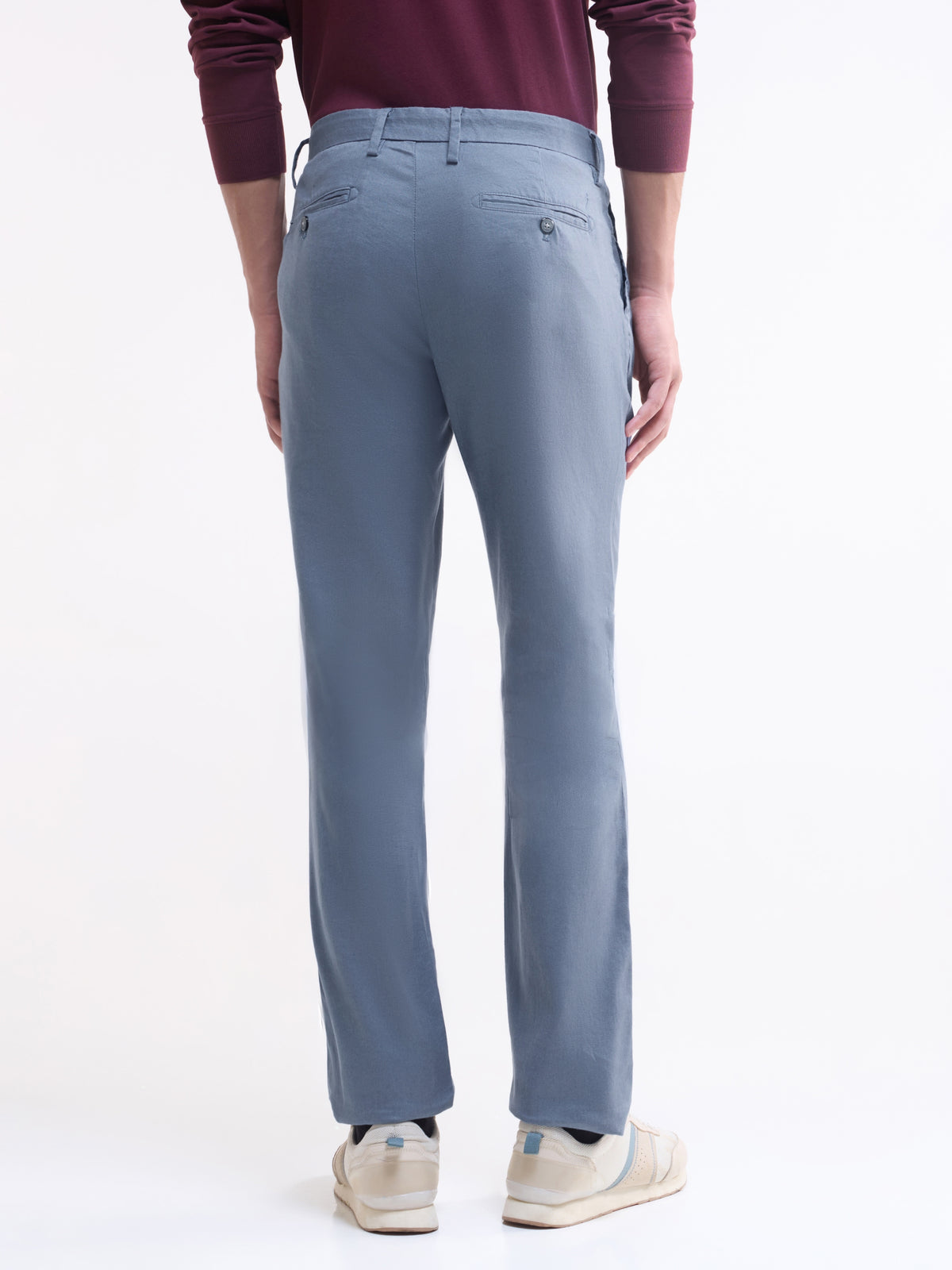 Regular Fit Linen Blend Trouser - Gasoline t4option_0