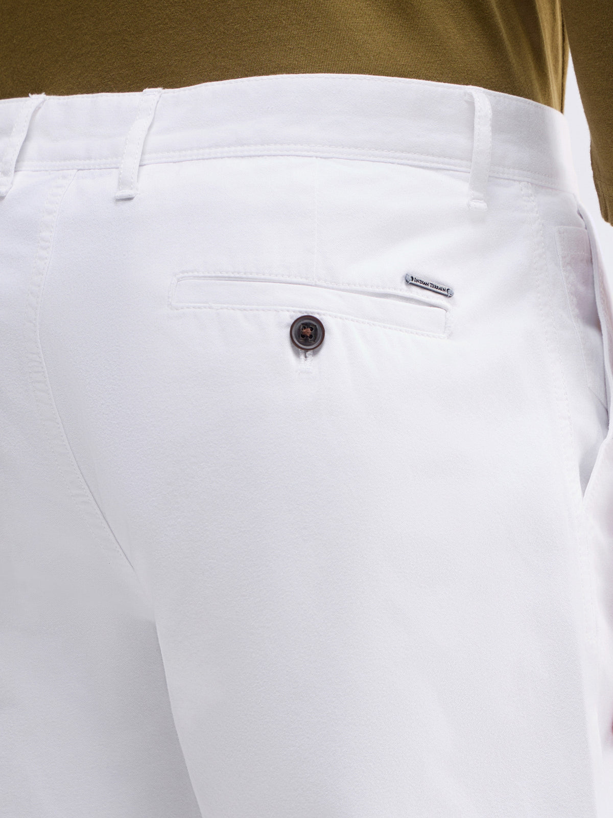 Solid Cotton Twill Shorts - White t4option_0