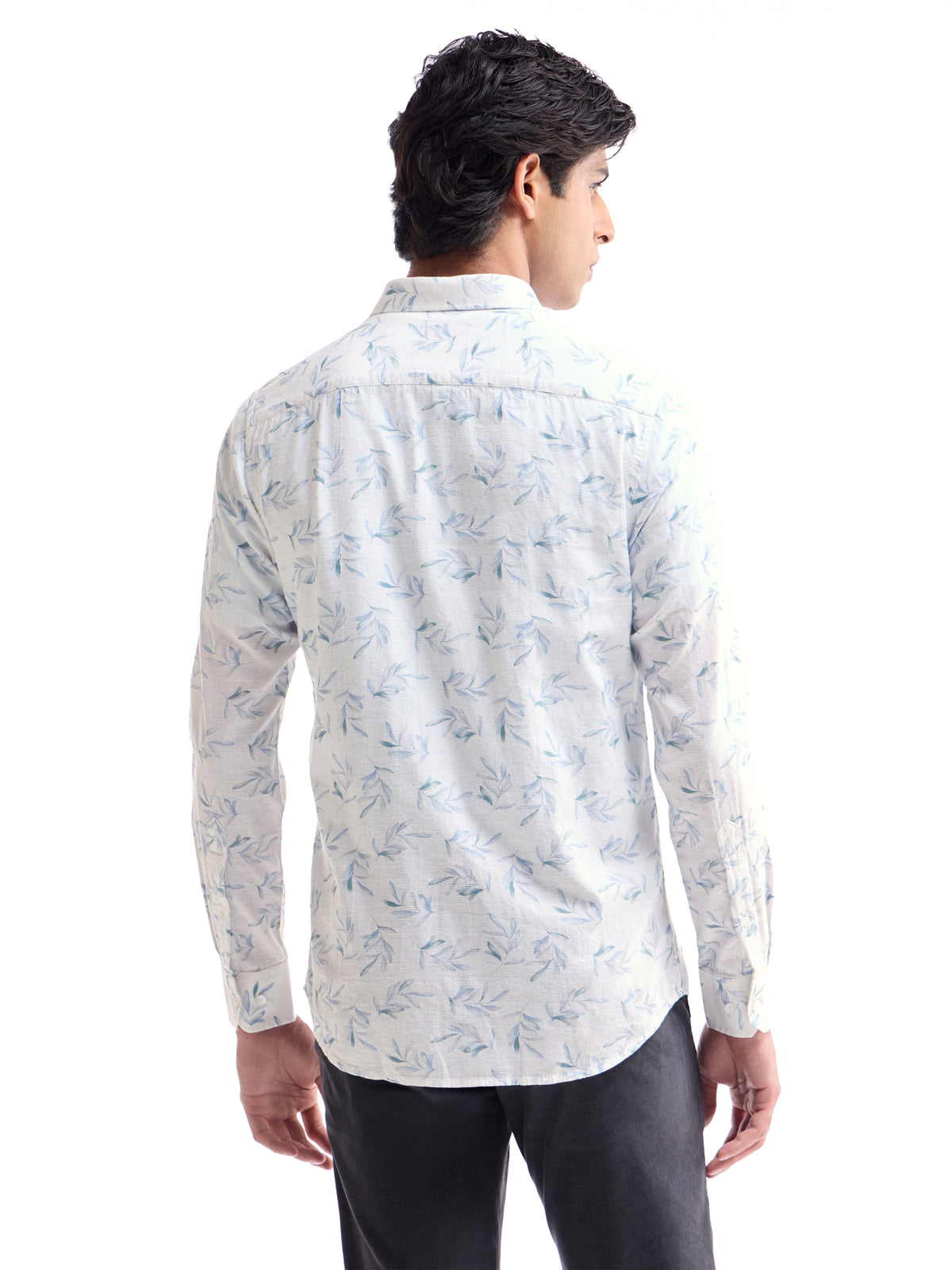 Printed Full Sleeve Cotton Shirt - Blue t4option_0