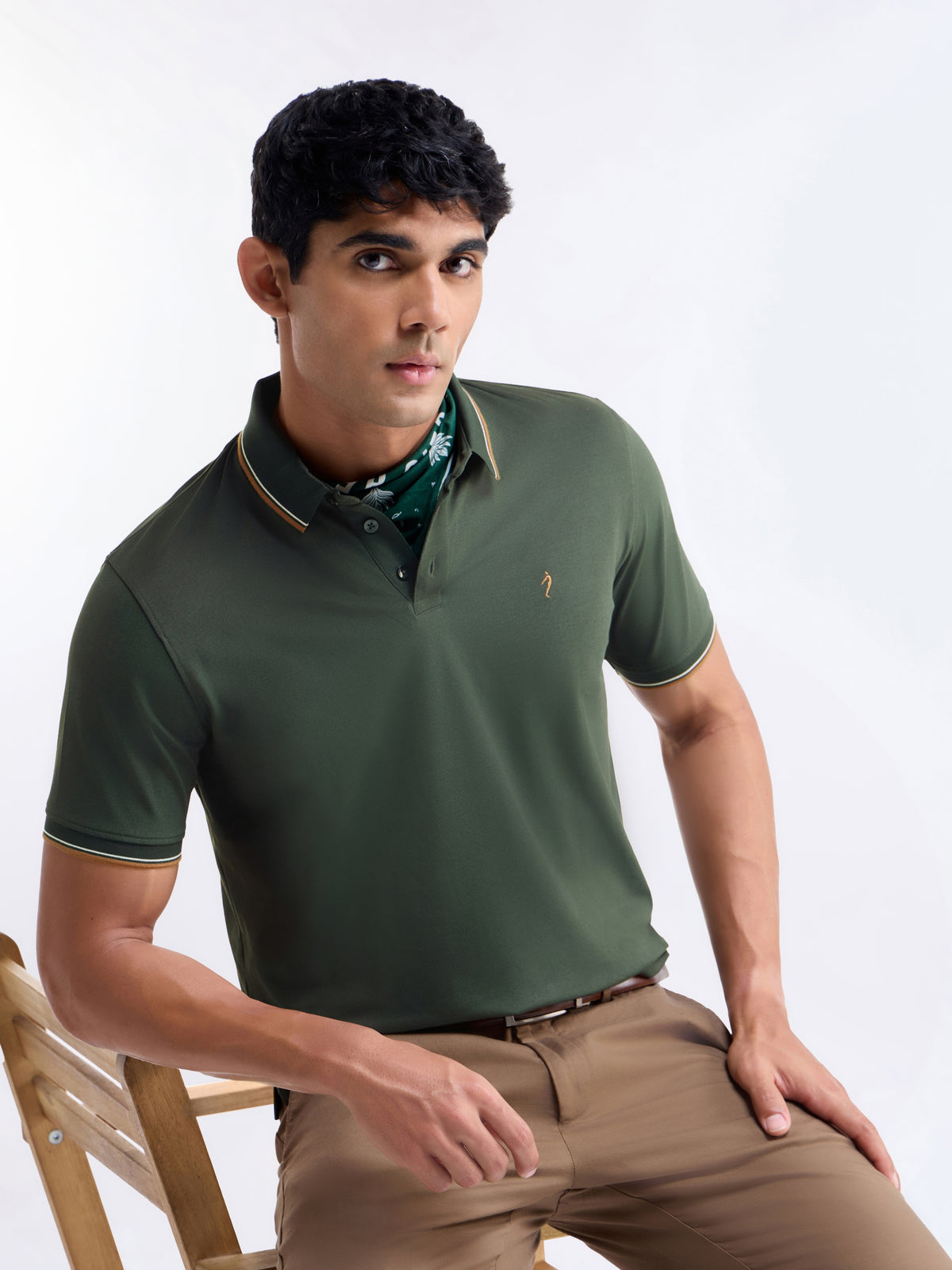 Solid Half Sleeve Regular Fit Polo T-Shirt - Pine t4option_5