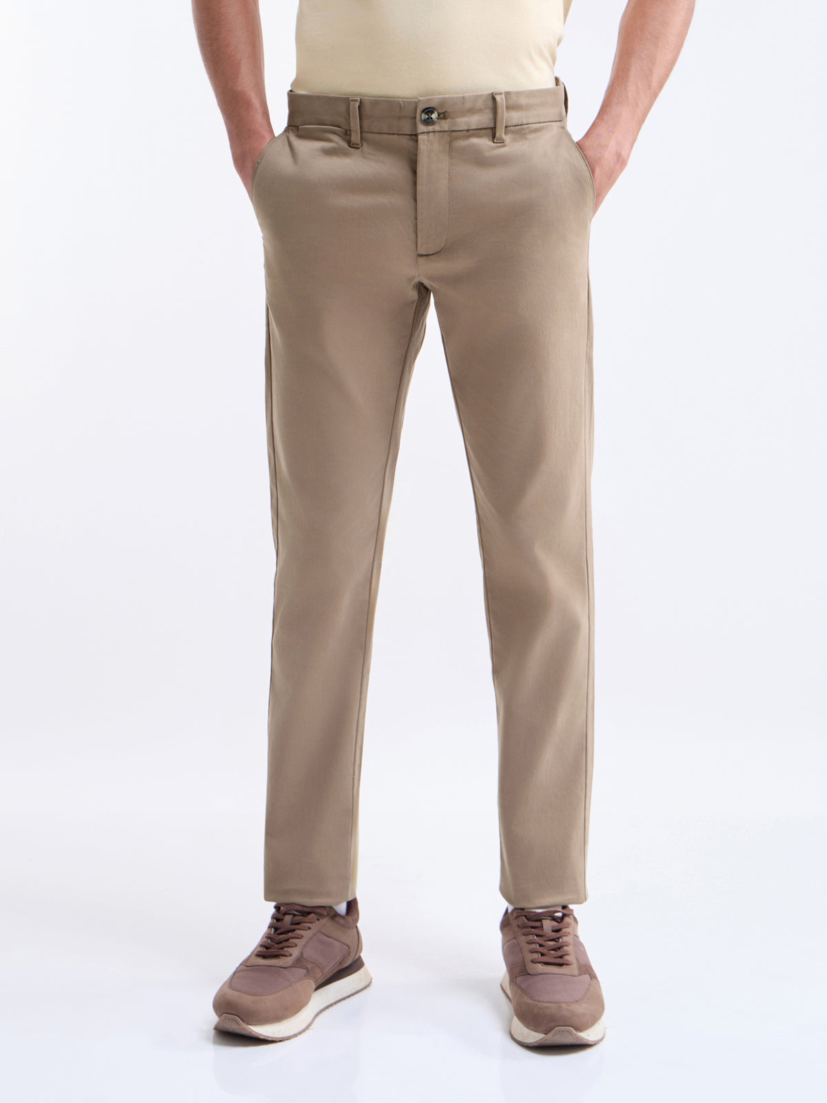 Slim Fit Cotton Stretch Trouser - New Khaki t4option_2