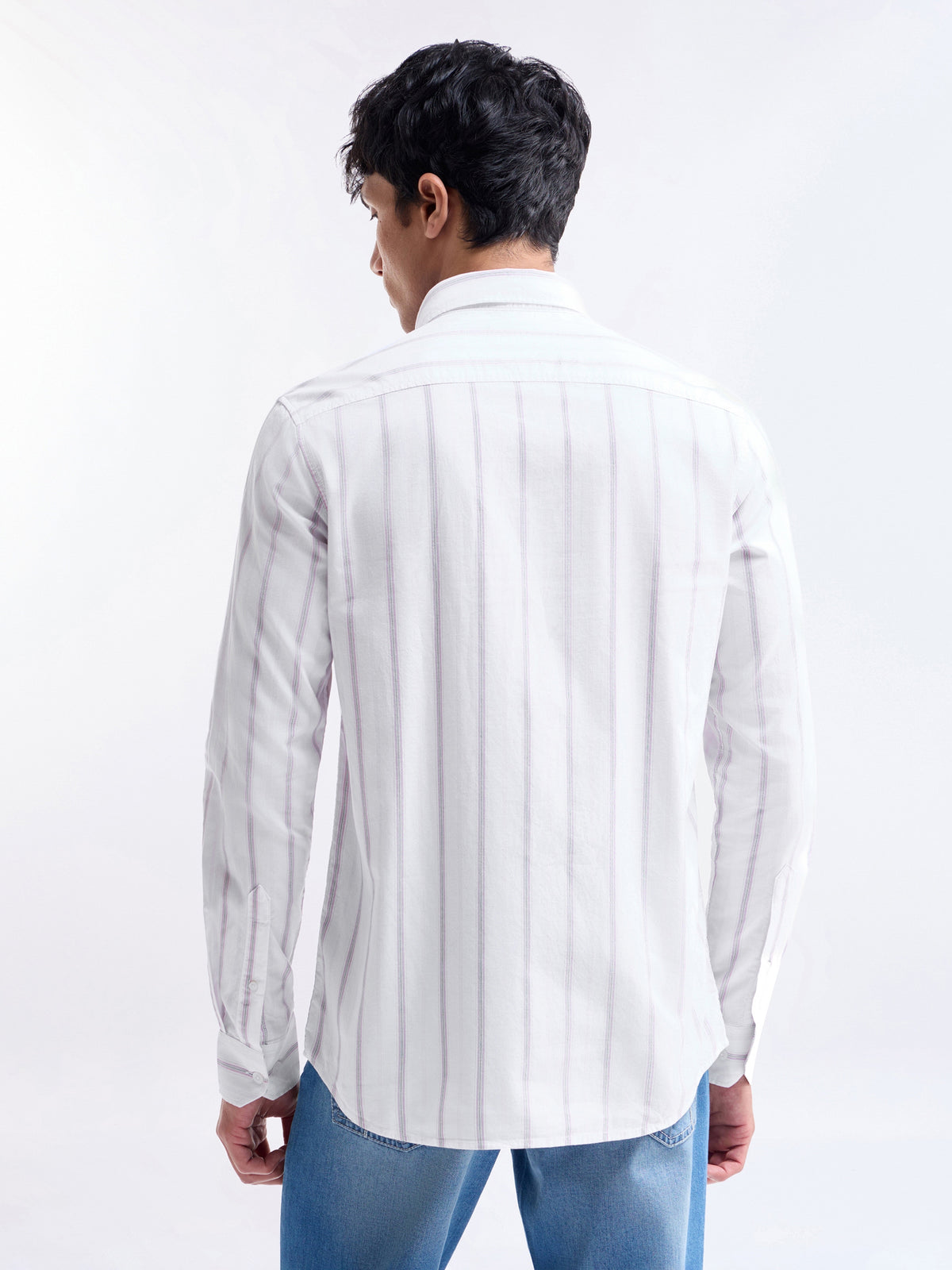 Striped Full Sleeve Cotton Shirt - Pink t4option_1