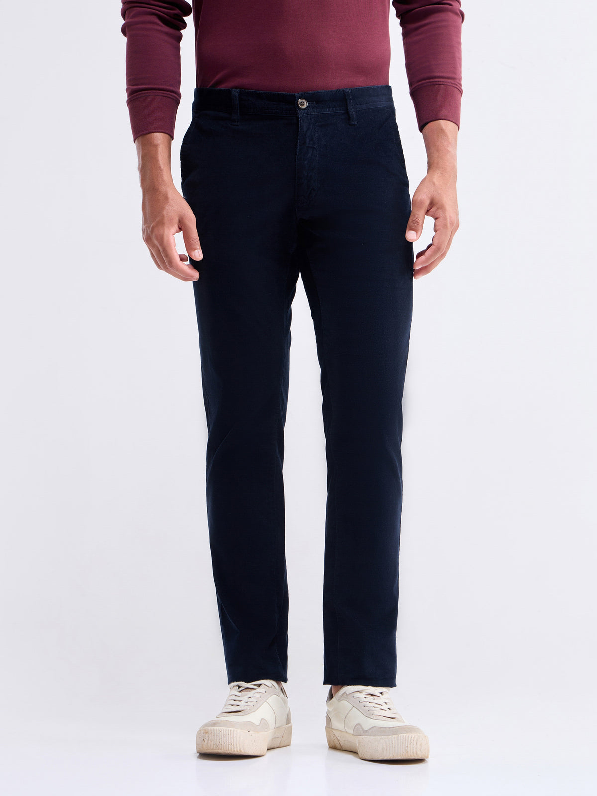 Slim Fit Cotton Stretch Trouser - Navy t4option_2