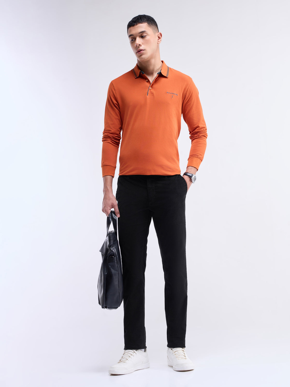 Slim Fit Cotton Stretch Trouser - Black t4option_1
