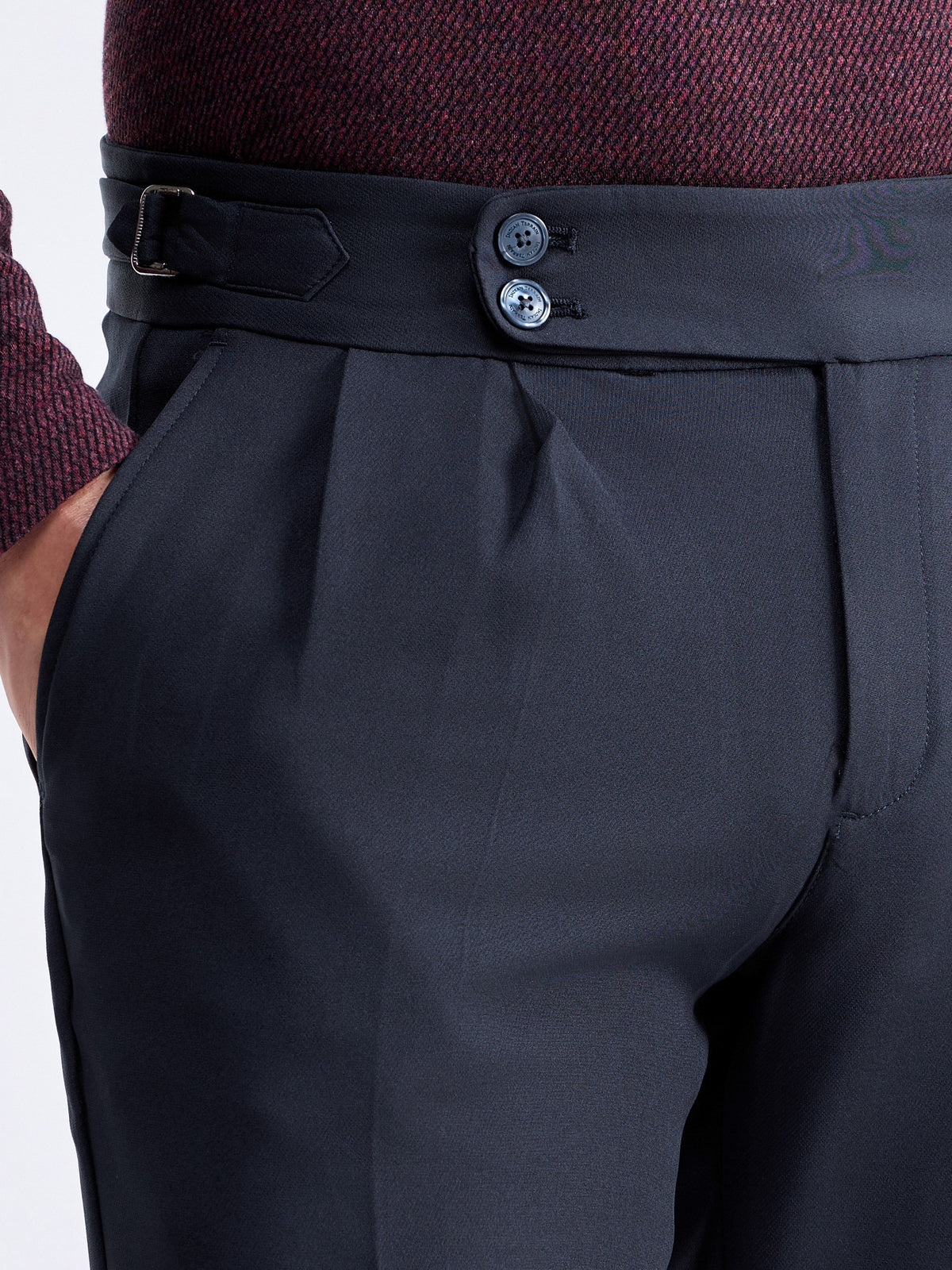 Regular Fit Cotton Stretch Trouser - Navy t4option_0