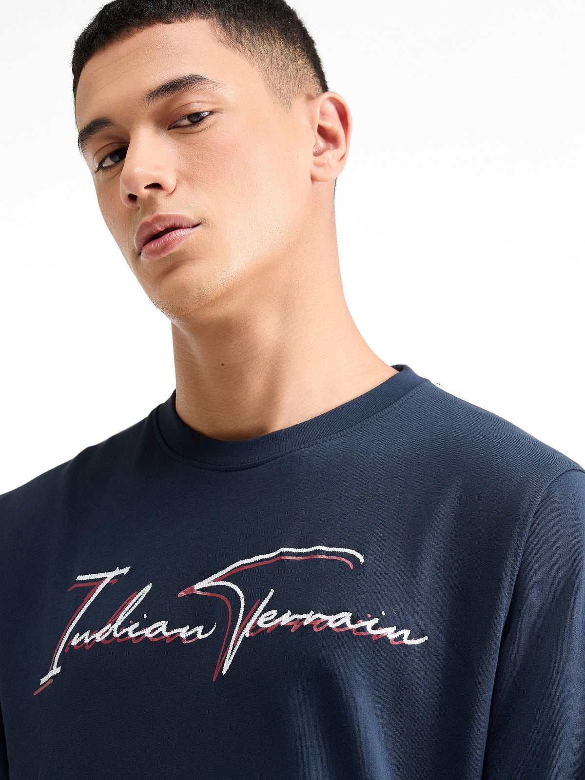 Graphic Crew Neck Sweatshirt - Navy t4option_0