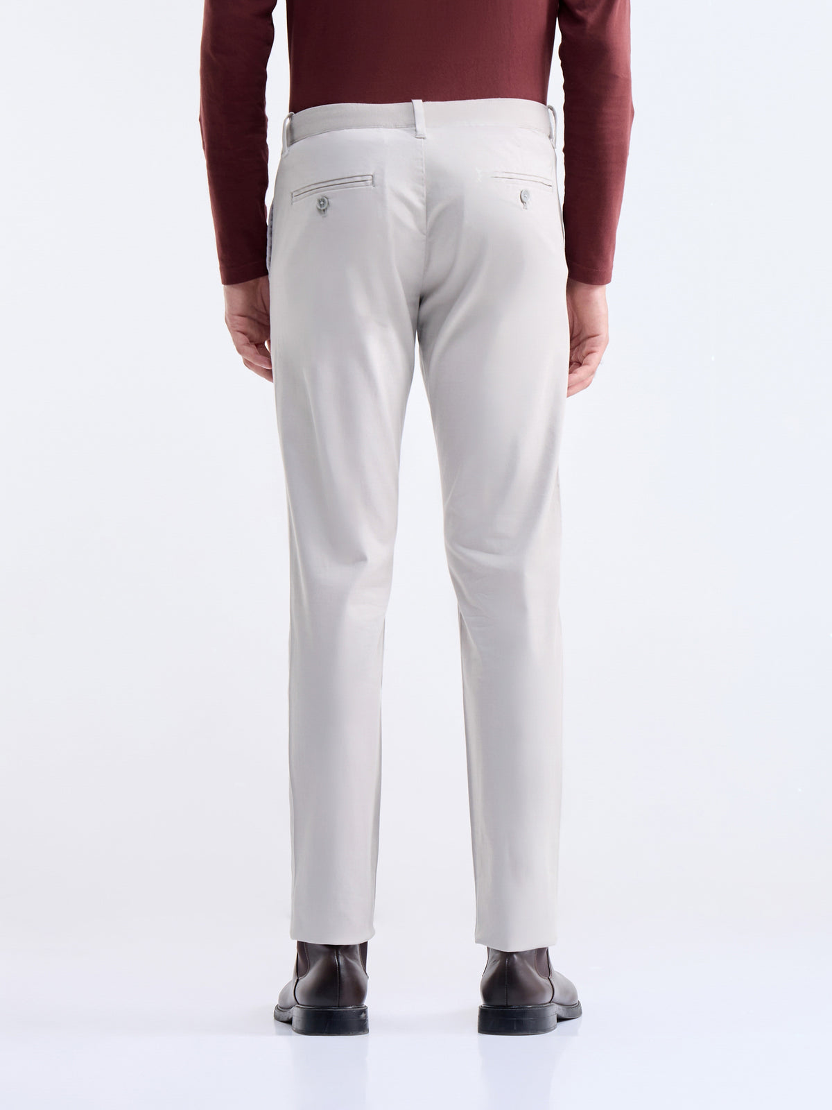 Slim Fit Cotton Stretch Trouser - Cement t4option_6