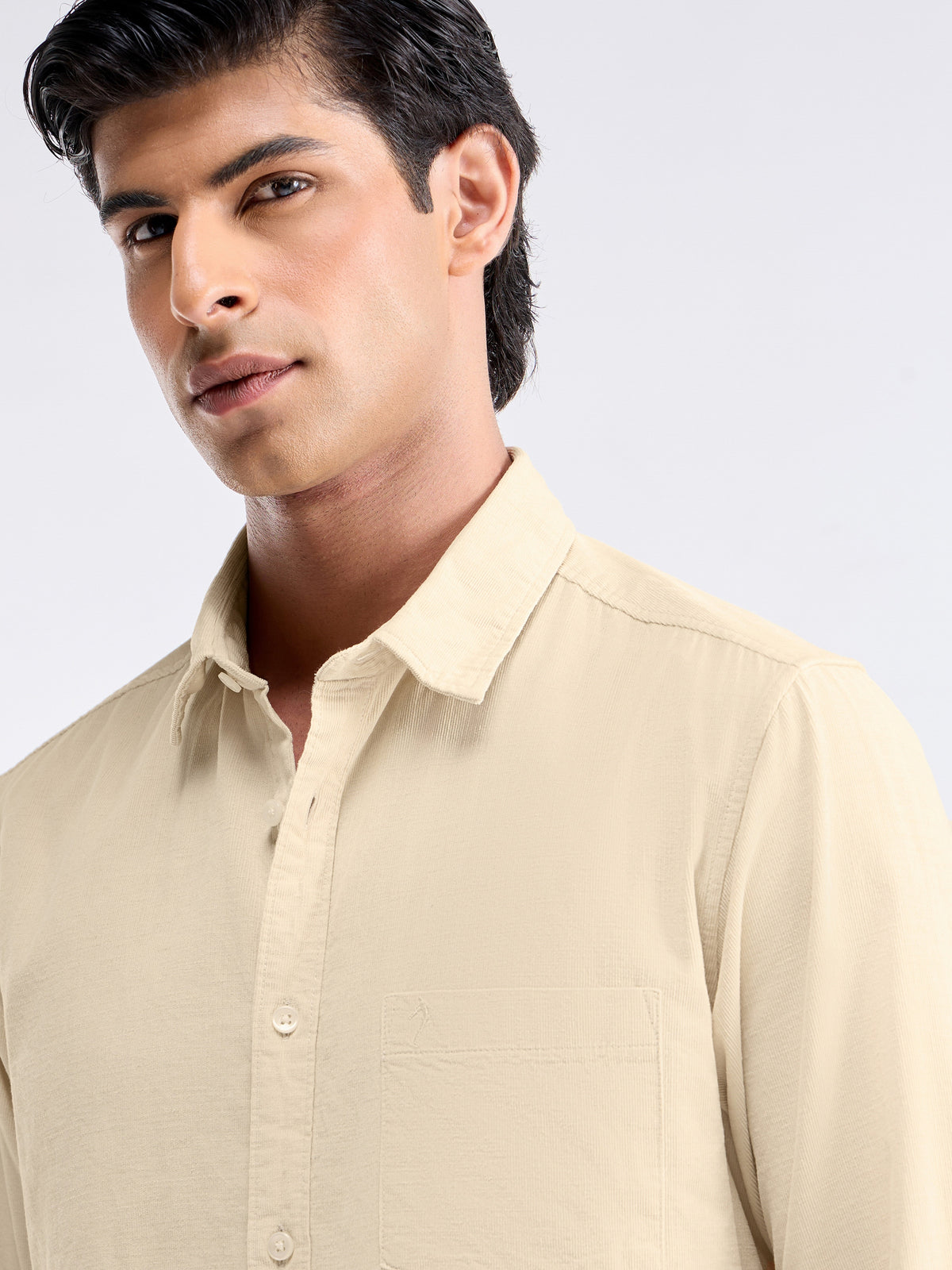 Check Full Sleeve Cotton Shirt - Ecru t4option_1