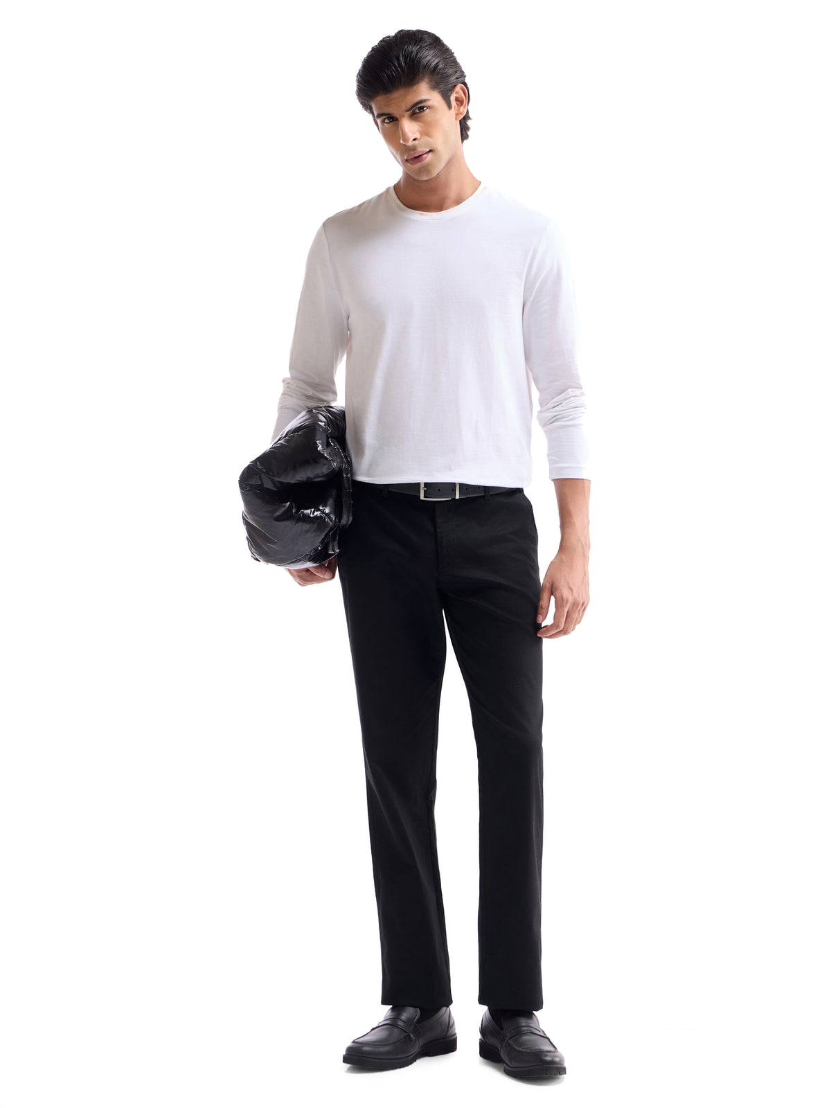 Regular Fit Cotton Stretch Trouser - Black t4option_0