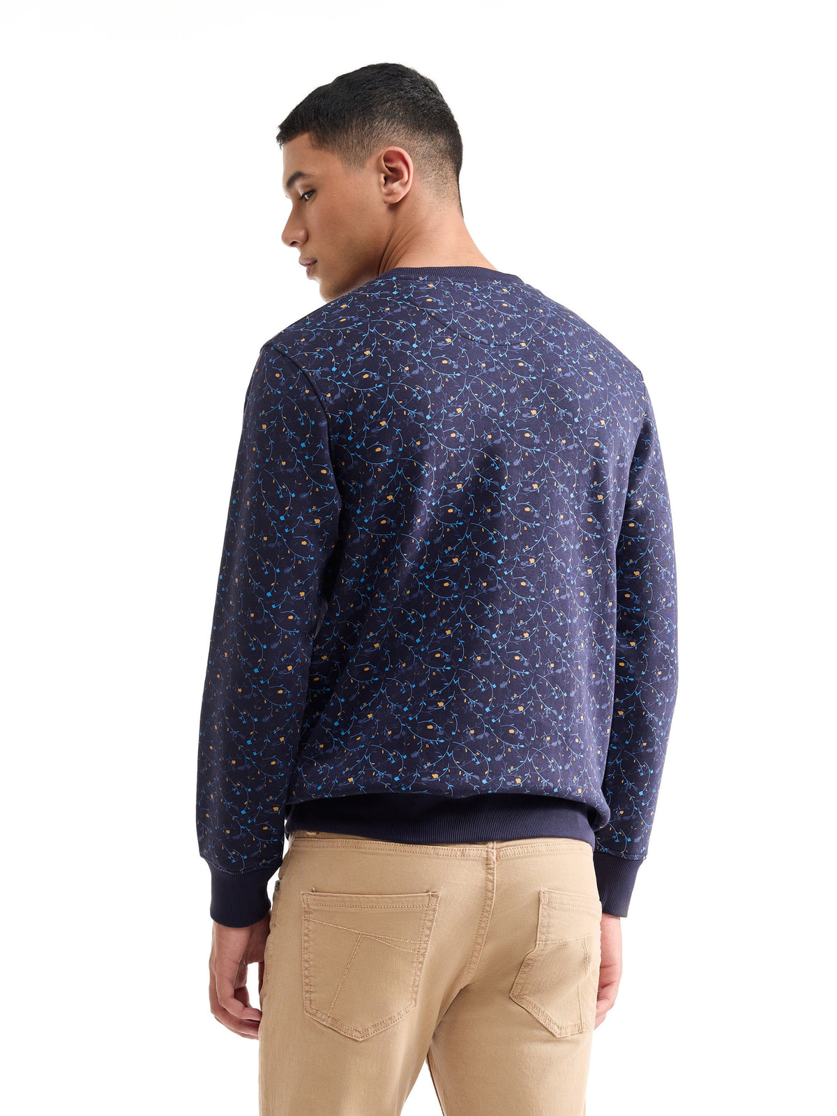 Printed Crew Neck Sweatshirt - Night Sky t4option_0