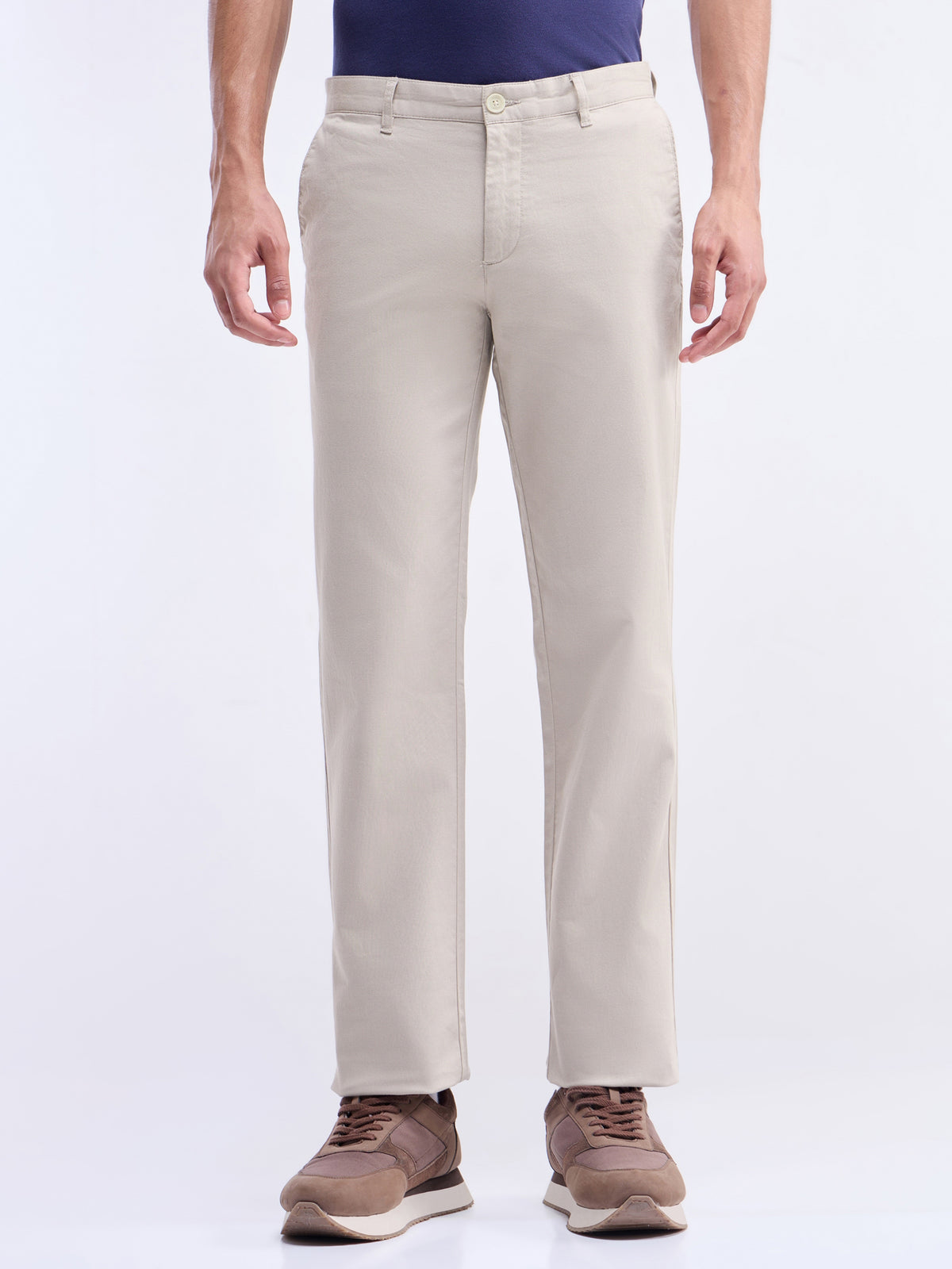 Regular Fit Cotton Stretch Trouser - Beige t4option_0