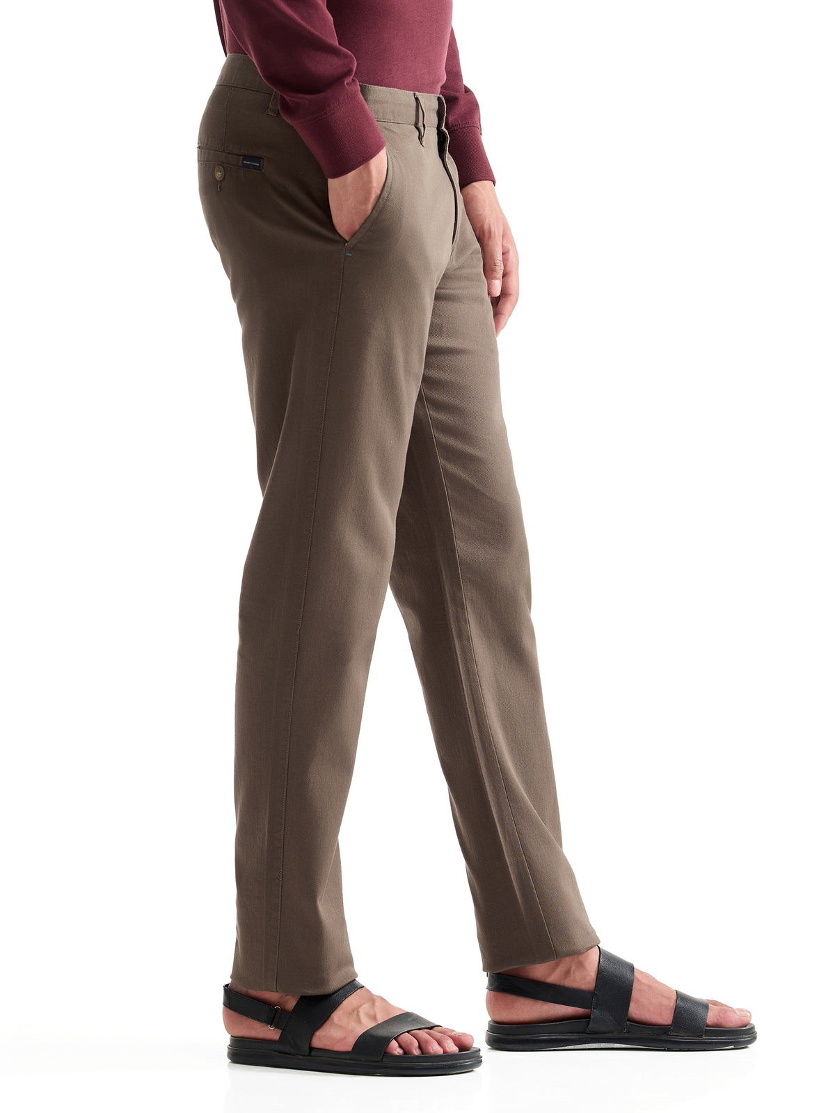Slim Fit Cotton Trouser - Brown t4option_0