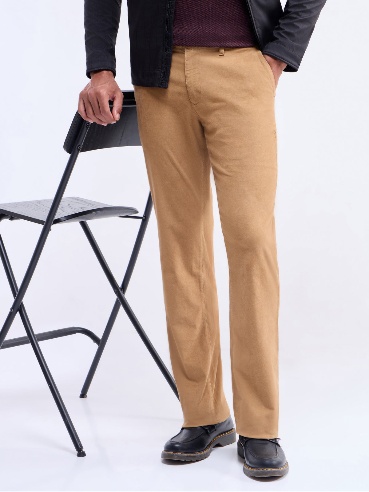 Regular Fit Cotton Stretch Trouser - Brit Khaki t4option_1