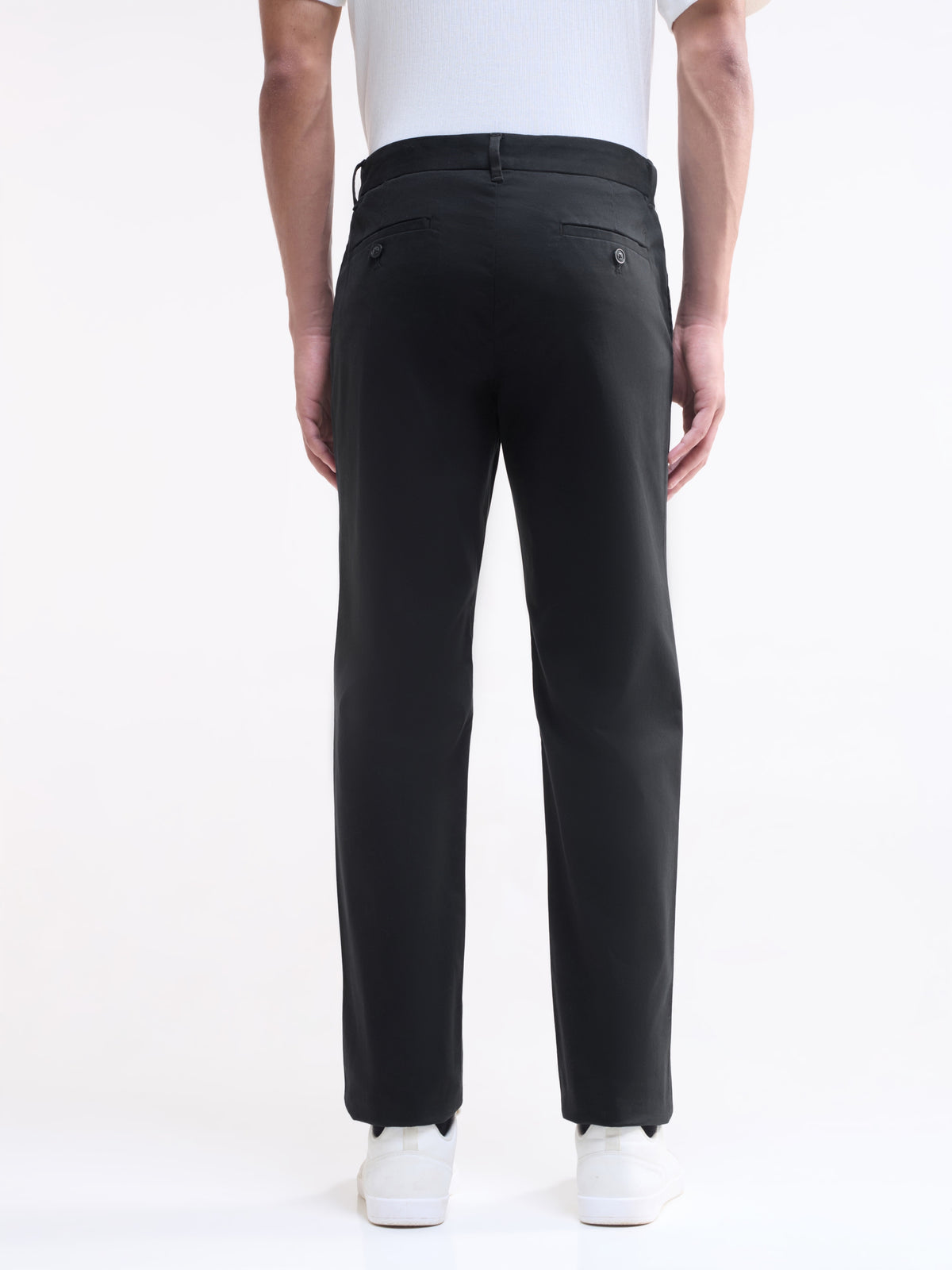 Regular Fit Cotton Stretch Trouser - Black t4option_0