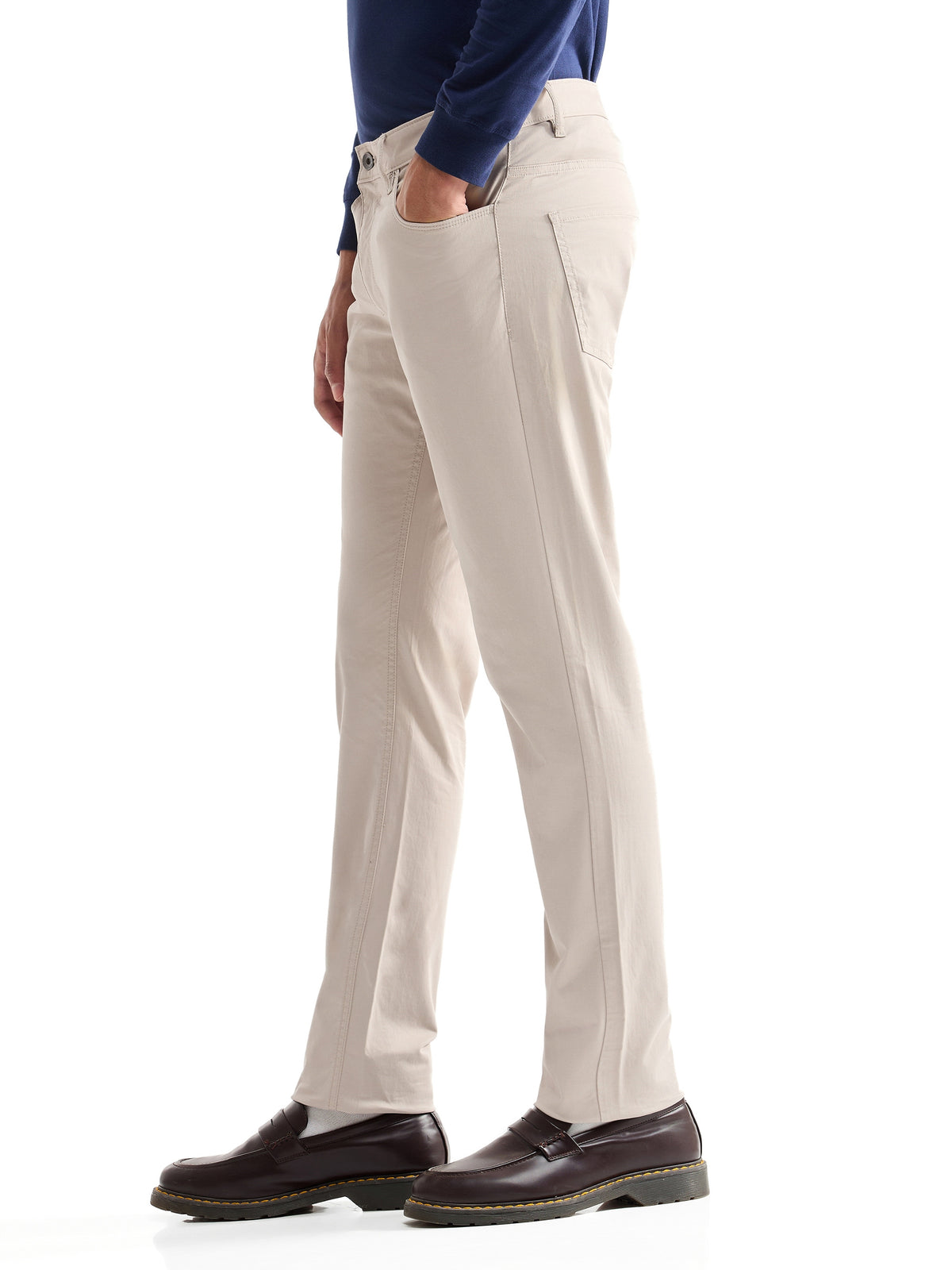 Slim Fit Cotton Trouser - Lt Khaki t4option_0