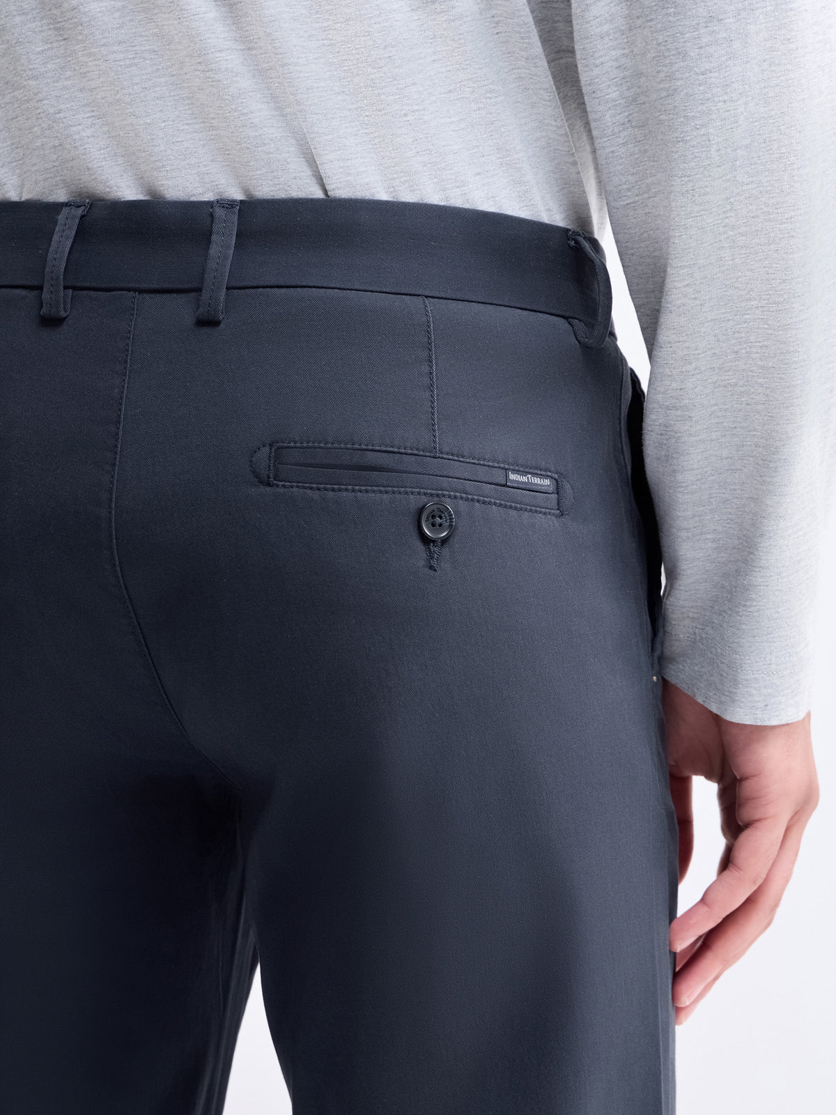 Twill Regular Fit Cotton Stretch Trouser - Navy t4option_3