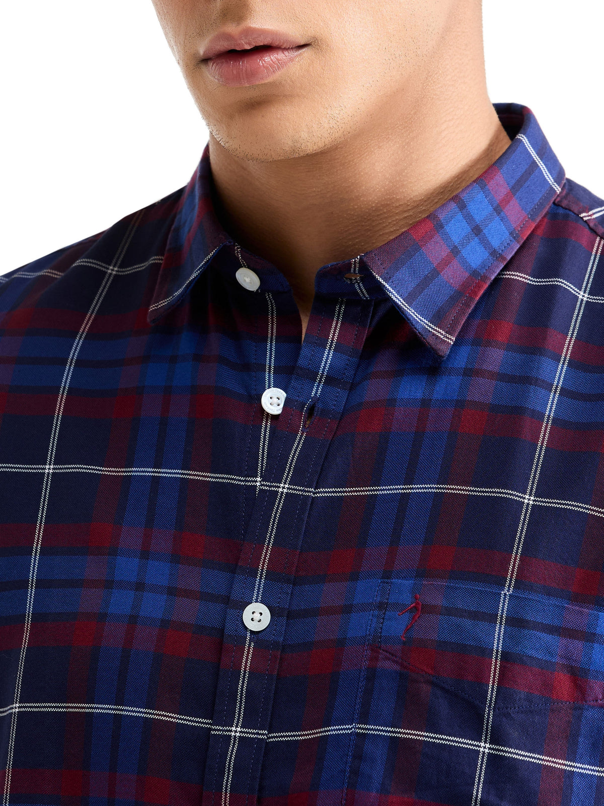 Check Full Sleeve Cotton Shirt - Burgundy t4option_0