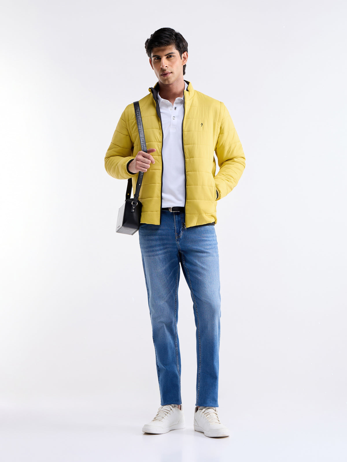 Solid Full Sleeve Bomber Jacket - Yellow t4option_2