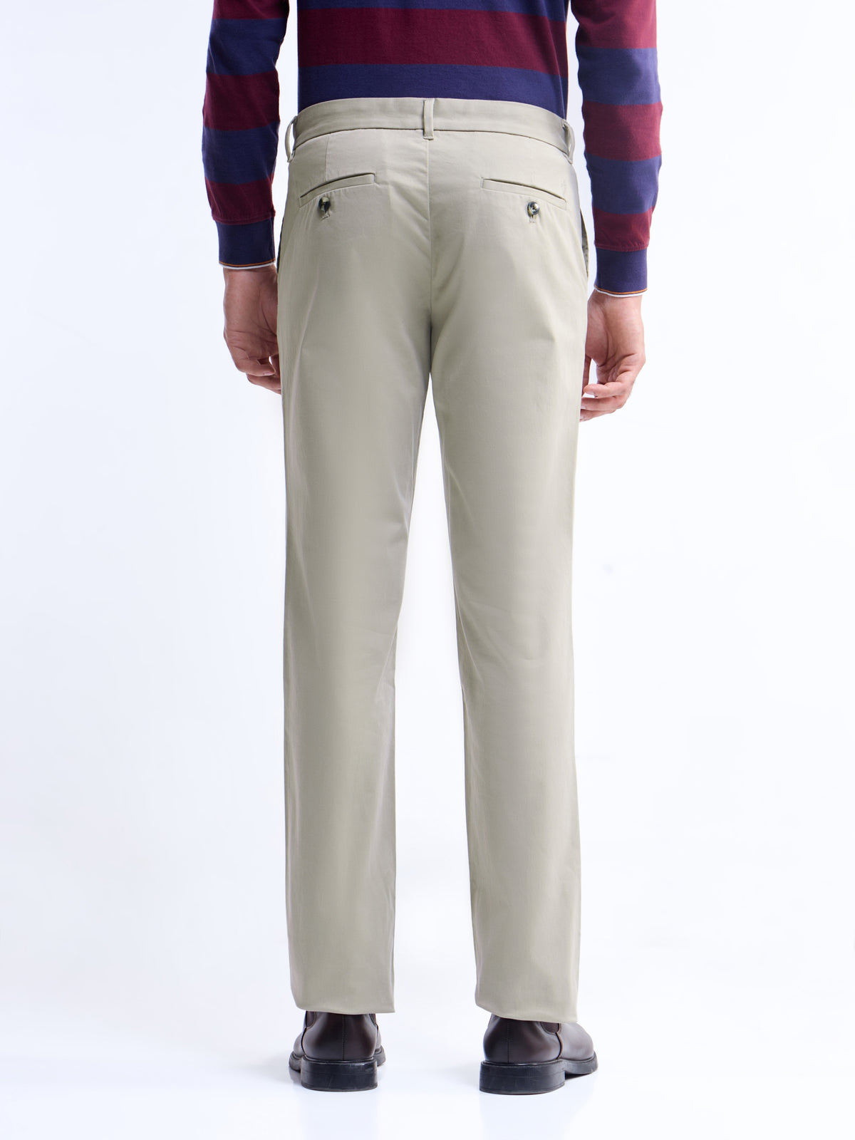 Regular Fit Cotton Stretch Trouser - Stone t4option_0