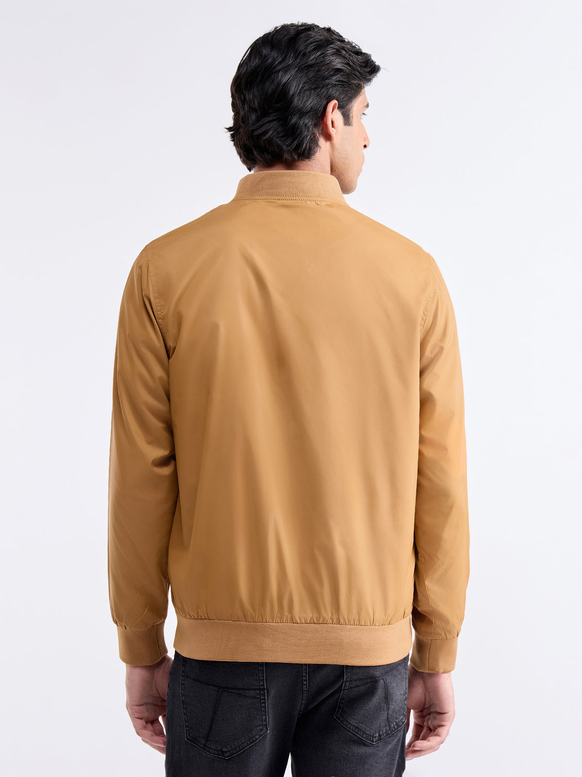 Solid Full Sleeve Bomber Jacket - Mango t4option_0