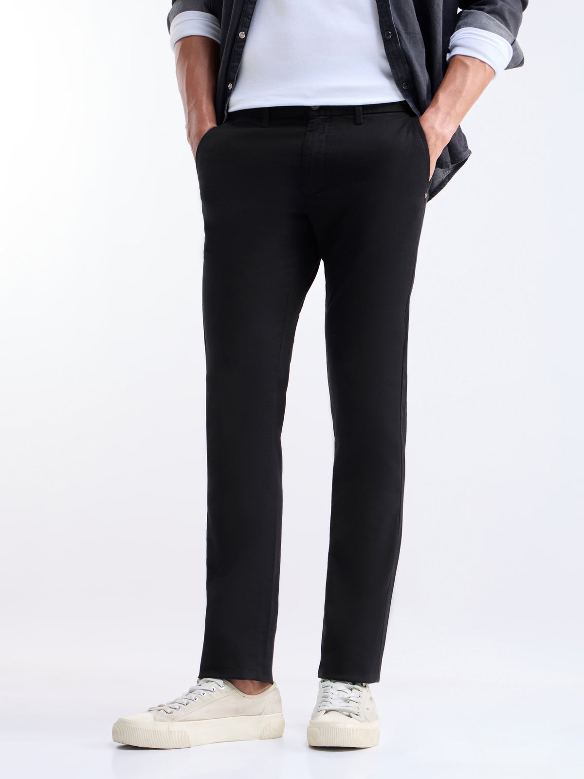 Slim Fit Cotton Stretch Trouser - Black t4option_0