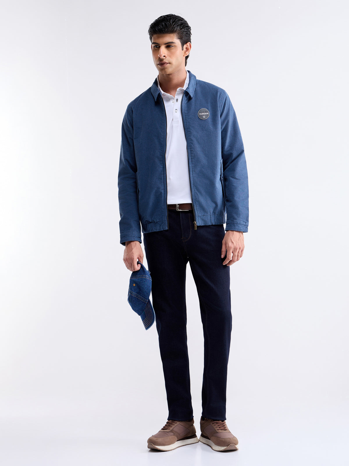 Solid Full Sleeve Bomber Jacket - Navy t4option_0