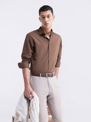 Solid Full Sleeve Shirt - Choco t4option_0