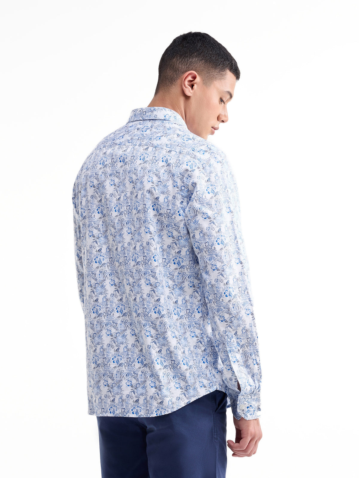 Printed Full Sleeve Cotton Shirt - White t4option_0