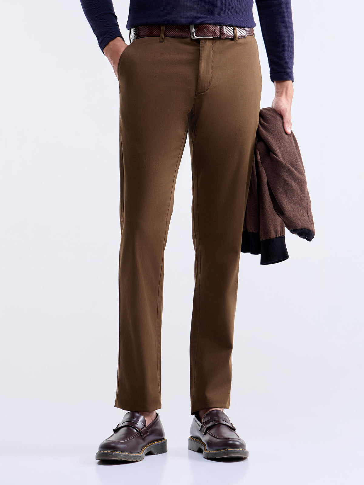 Slim Fit Cotton Stretch Trouser - Choco t4option_2