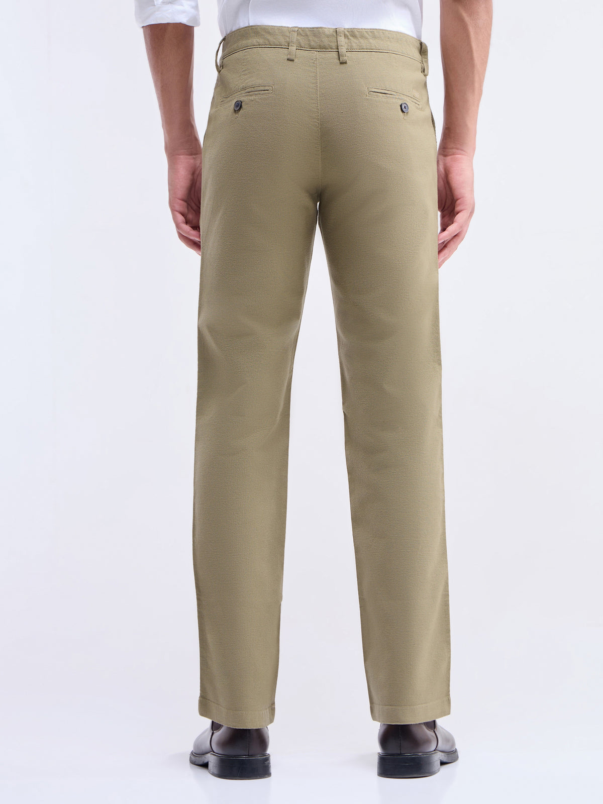 Regular Fit Cotton Stretch Trouser - Khaki t4option_0