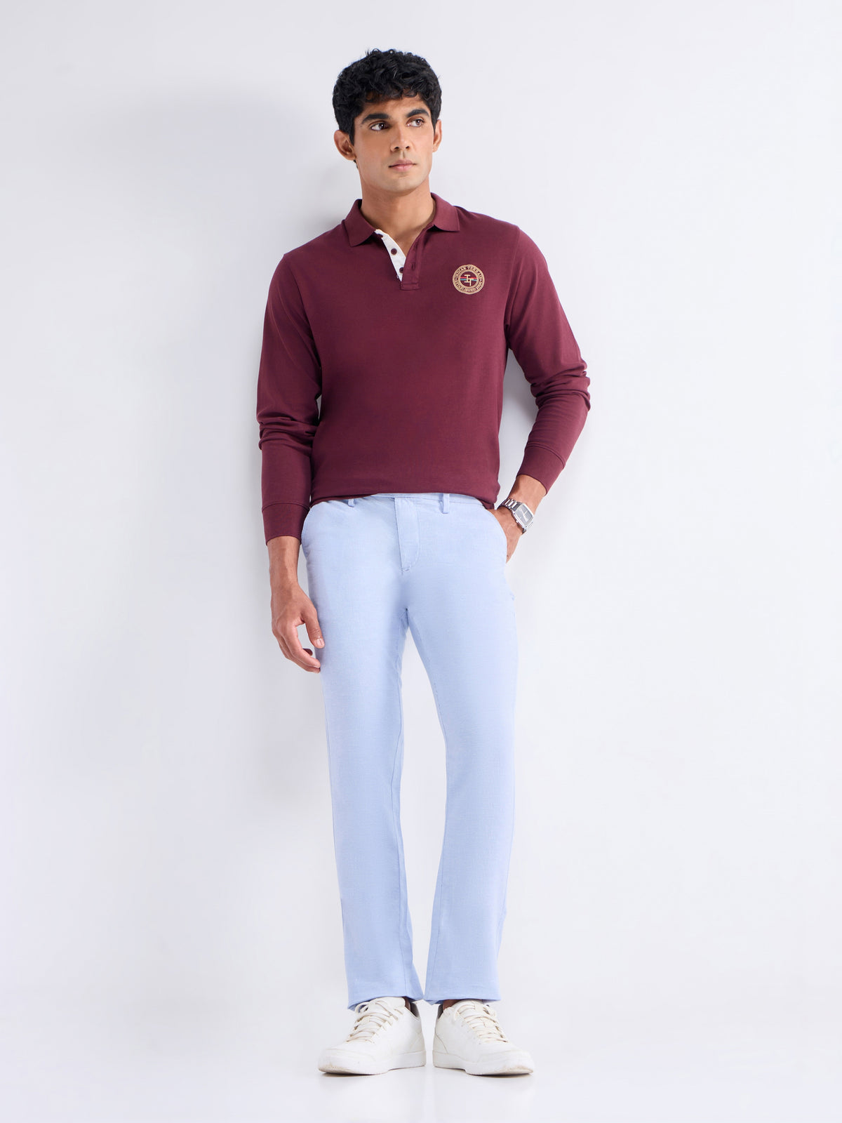 Slim Fit Cotton Linen Trouser - Sky t4option_5