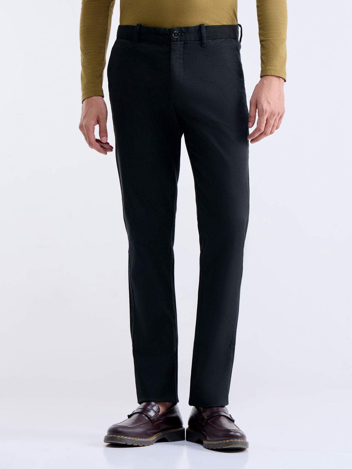 Slim Fit Cotton Stretch Trouser - Black t4option_7
