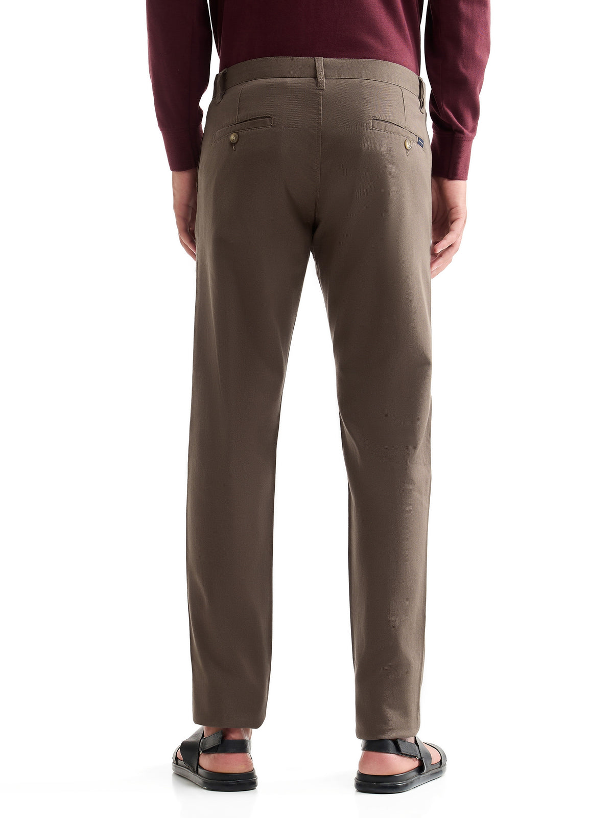 Slim Fit Cotton Trouser - Brown t4option_0