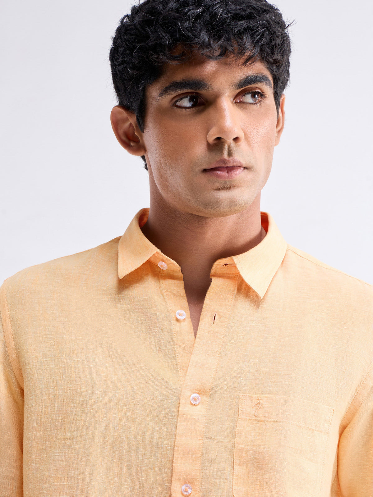 Solid Full Sleeve Linen Shirt - Mustard t4option_2