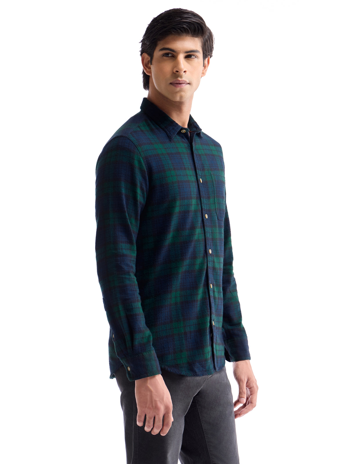 Check Full Sleeve Cotton Shirt - Green t4option_0