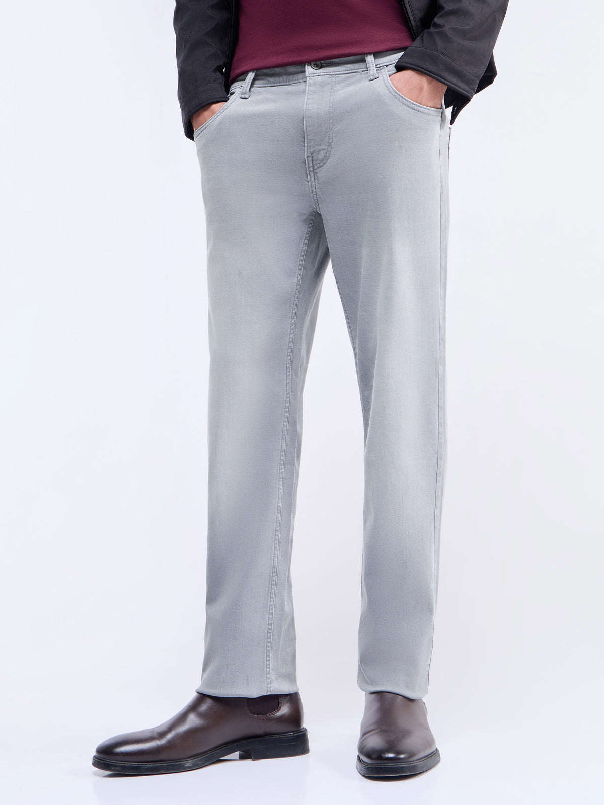 Slim Fit Stretchable Jeans - Light Grey t4option_0