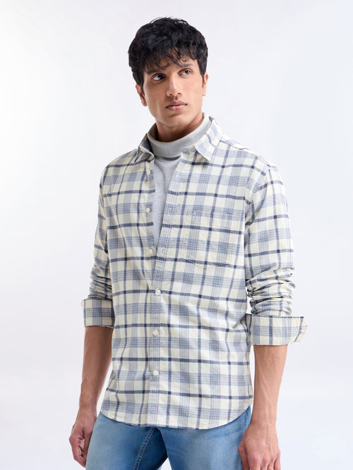 Check Full Sleeve Cotton Shirt - Sky mel t4option_0